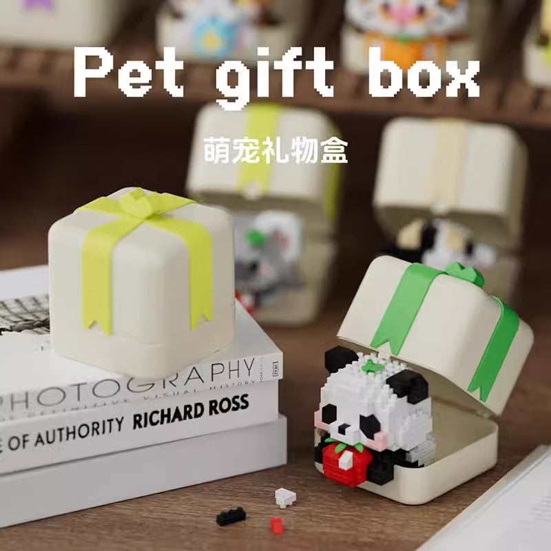 Compatible With Lego Bear Pendant Cute Pet Gift Box Panda Tiger Rabbit Cartoon Doll Building Blocks Children'S Toys - Image 4